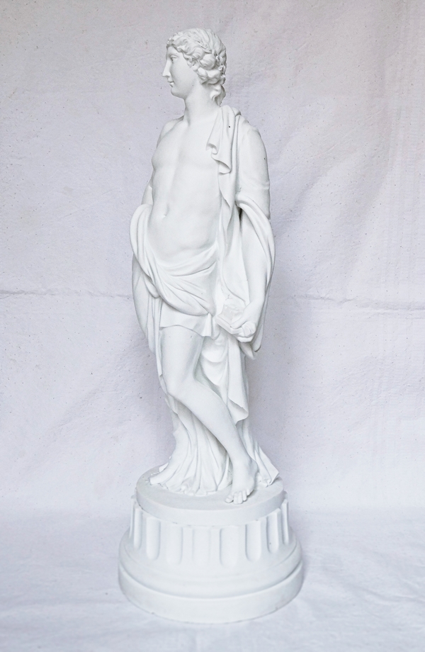 Statue d'Apollon en biscuit de porcelaine, style Louis XVI, époque fin XIXe