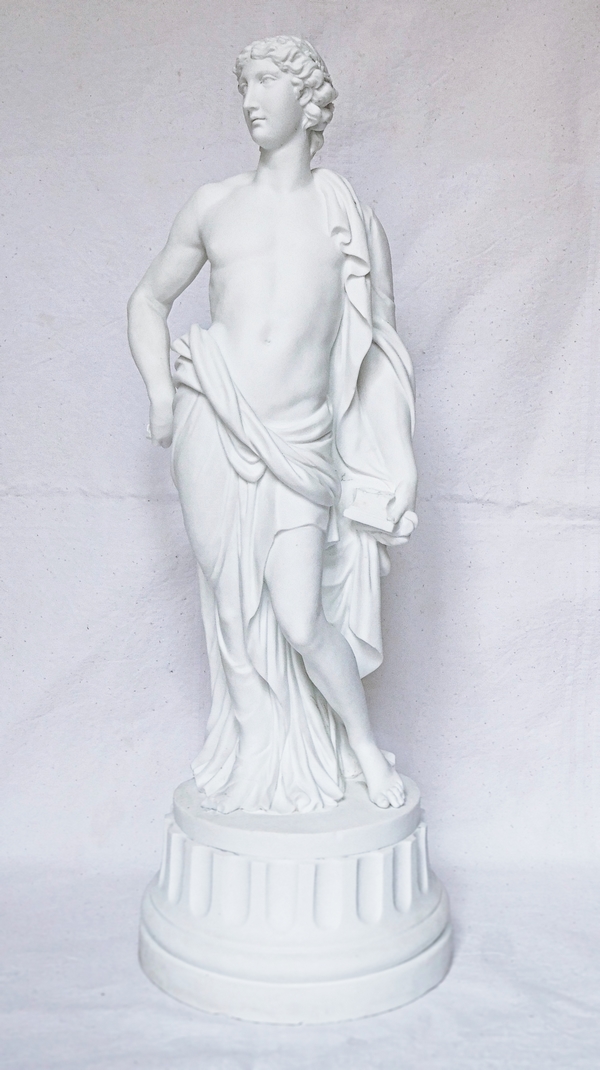 Louis XVI style porcelain biscuit statue : Apollo, late 19th century