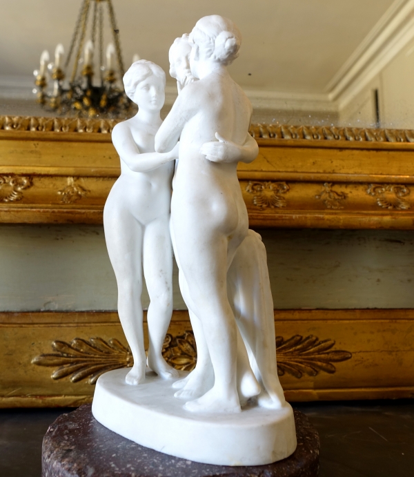 Les 3 Grâces, sujet mythologique en biscuit de porcelaine d'époque XIXe