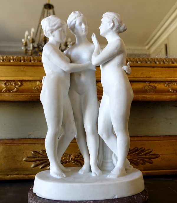 The 3 Graces, mythological biscuit sculpture, late 19th century or circa 1900