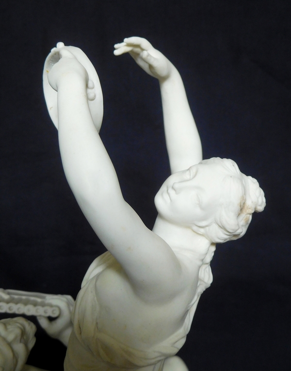 Louis XVI style porcelain biscuit : god Pan and muse Erato, 19th century production