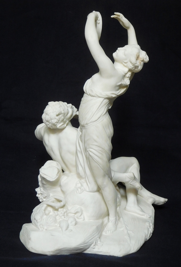 Louis XVI style porcelain biscuit : god Pan and muse Erato, 19th century production