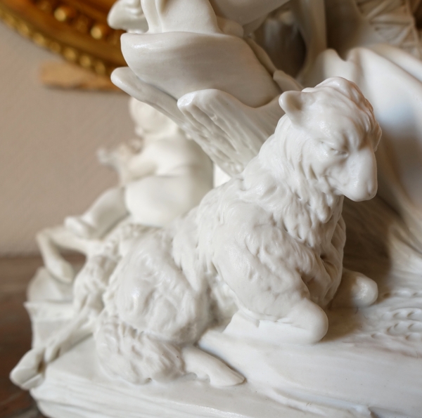 Sevres manufacture : galant scene in the style of 18th century - porcelain biscuit - signed