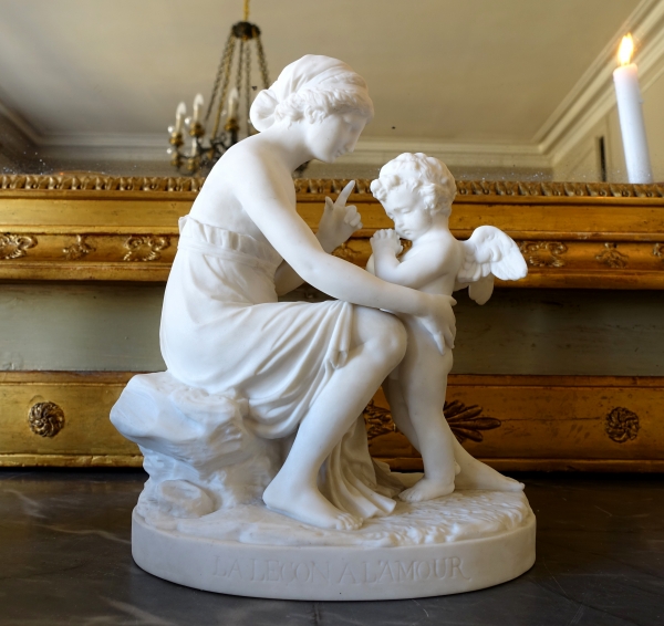 Sevres manufacture : allegoric scene in the style of 18th century - porcelain biscuit - signed