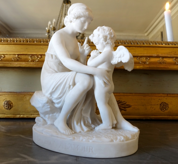 Sevres manufacture : allegoric scene in the style of 18th century - porcelain biscuit - signed