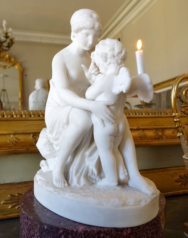 Sevres manufacture : allegoric scene in the style of 18th century - porcelain biscuit - signed