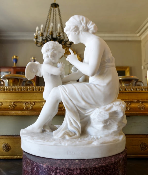 Sevres manufacture : allegoric scene in the style of 18th century - porcelain biscuit - signed