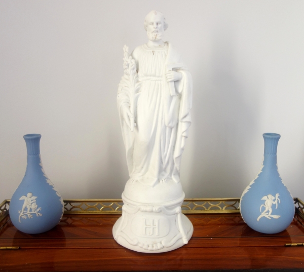 Saint Joseph, statue en biscuit de porcelaine, époque milieu XIXe siècle
