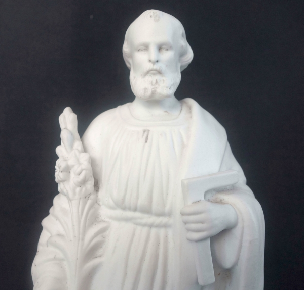Saint Joseph, statue en biscuit de porcelaine, époque milieu XIXe siècle