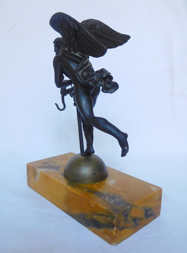 Time flying by (Chronos), allegoric bronze sculpture set on a marble base, early 19th century