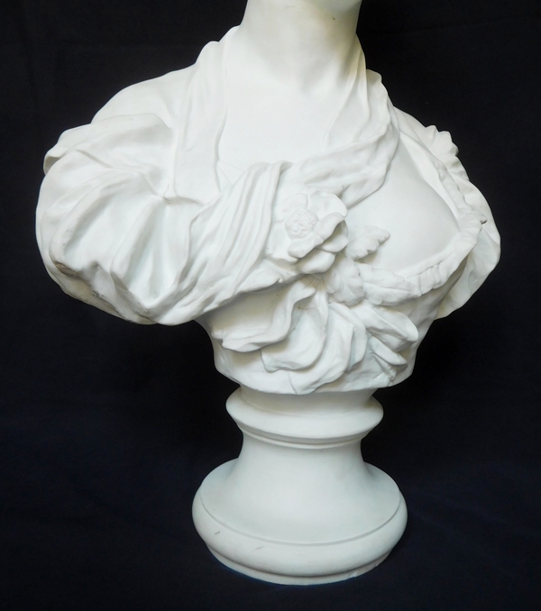 Paul L. Houry : young lady porcelain biscuit bust after Greuze, Louis XVI style