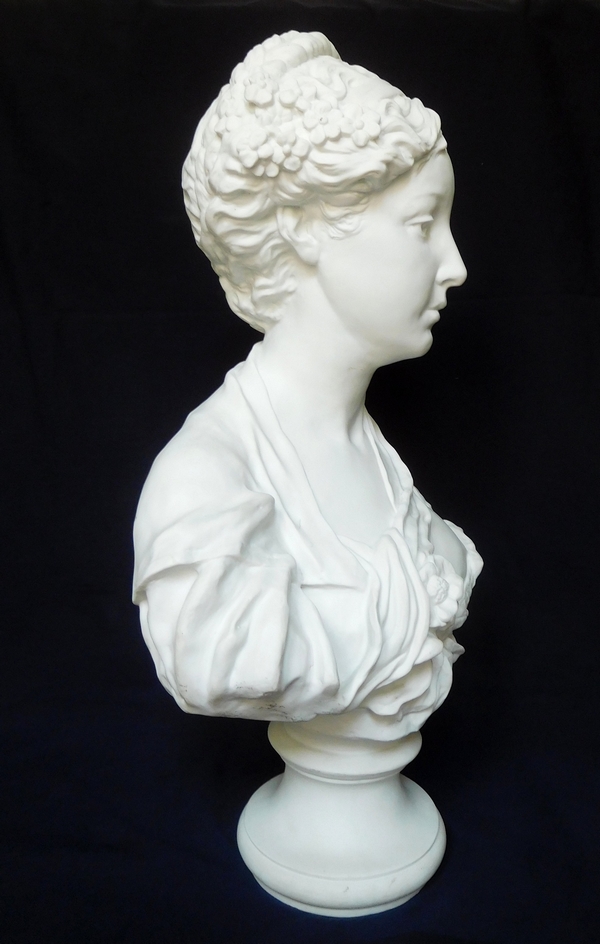 Paul L. Houry : young lady porcelain biscuit bust after Greuze, Louis XVI style