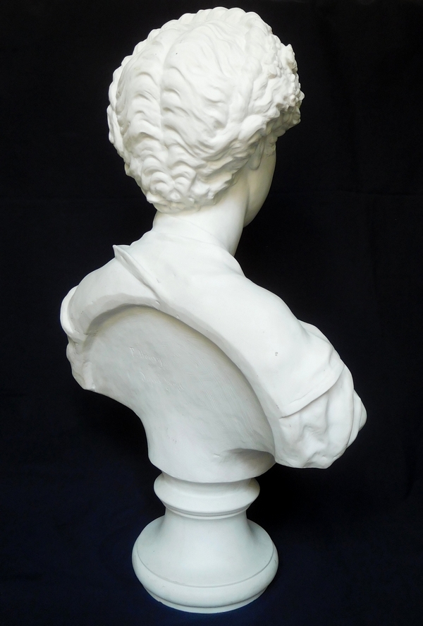 Paul L. Houry : young lady porcelain biscuit bust after Greuze, Louis XVI style