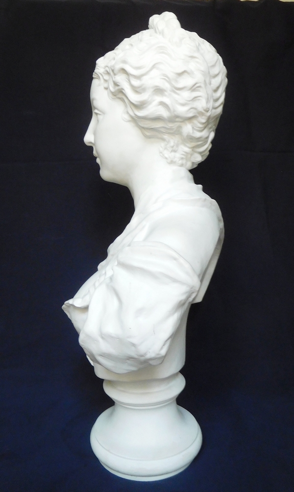 Paul L. Houry : young lady porcelain biscuit bust after Greuze, Louis XVI style