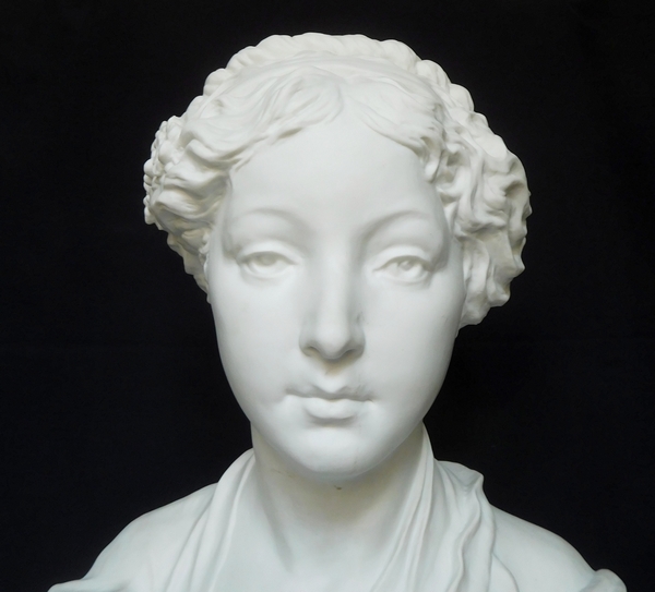 Paul L. Houry : young lady porcelain biscuit bust after Greuze, Louis XVI style