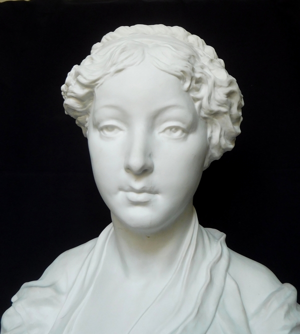 Paul L. Houry : young lady porcelain biscuit bust after Greuze, Louis XVI style