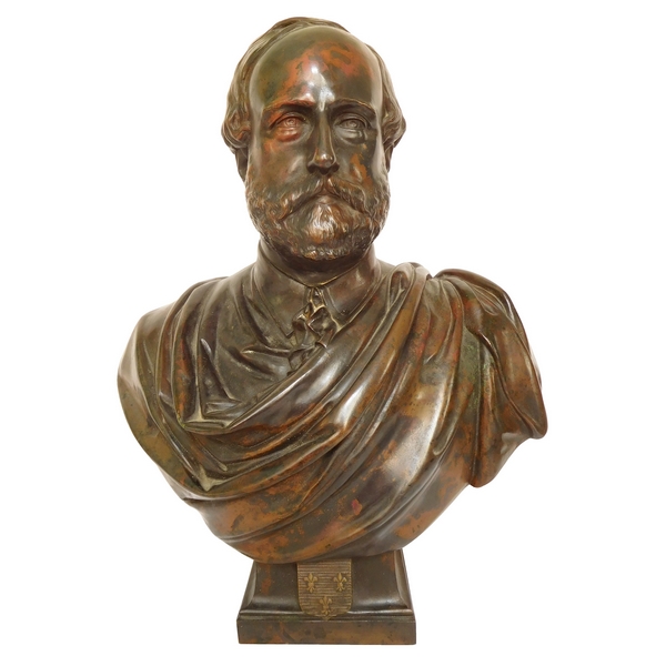 Buste royaliste légitimiste en bronze : Henri V Comte de Chambord, 1872