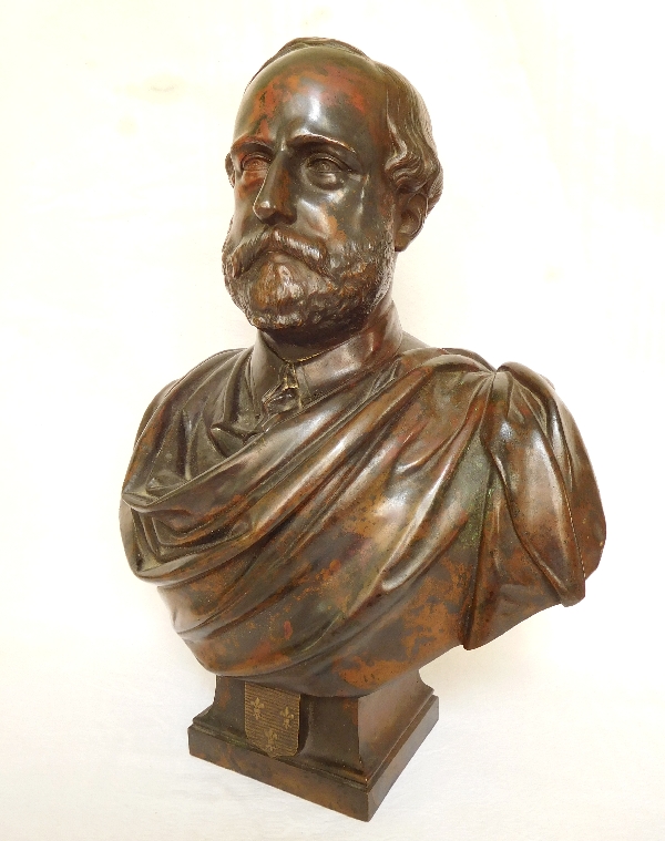 Buste royaliste légitimiste en bronze : Henri V Comte de Chambord, 1872