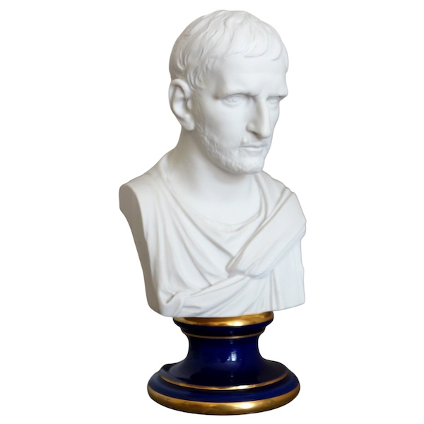 Sevres Manufacture : biscuit and porcelain bust of Brutus - signed, dated 1867