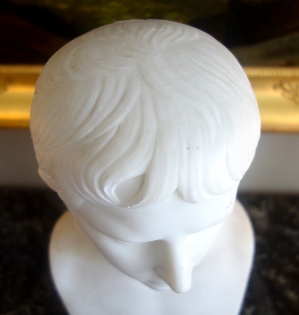 Buste à l'antique de l'empereur Auguste, marbre blanc et griotte - souvenir du grand tour XIXe
