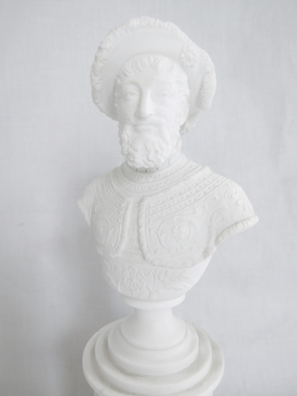 Sevres porcelain biscuit bust of Francois Ier King of France, early 19th century