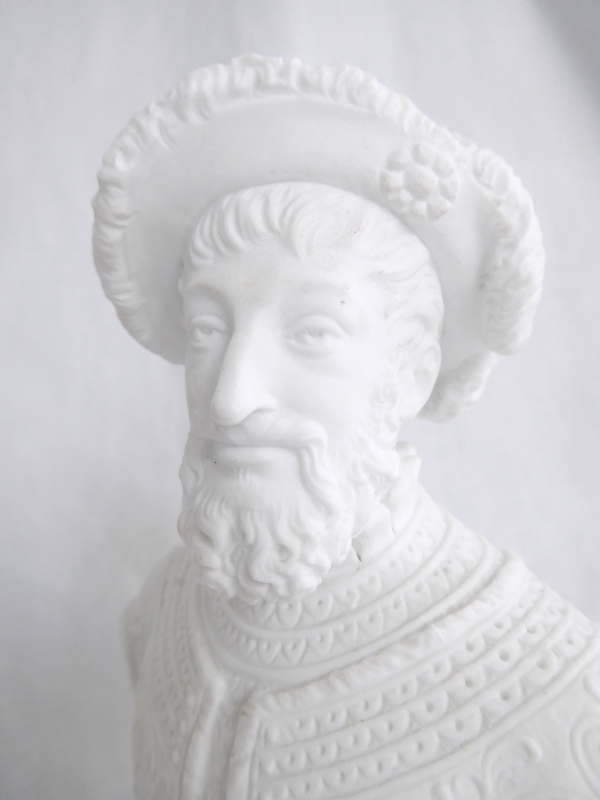 Sevres porcelain biscuit bust of Francois Ier King of France, early 19th century