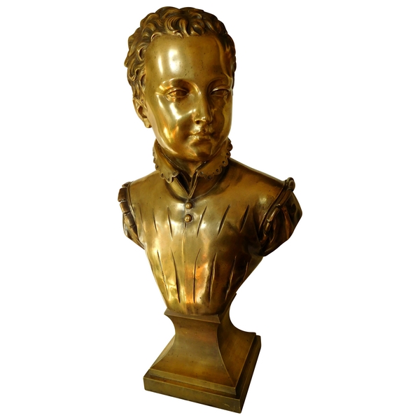 Tall bronze bust of Henri IV King of France after Bosio, 56cm, circa 1870
