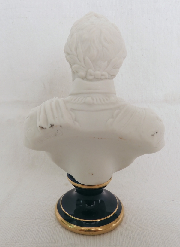 Henri IV bust Sevres biscuit, dark blue gilt pedestal, late 19th century - signed