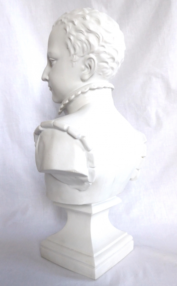 Grand buste en biscuit : Henri IV d'après Bosio, souvenir historique royaliste