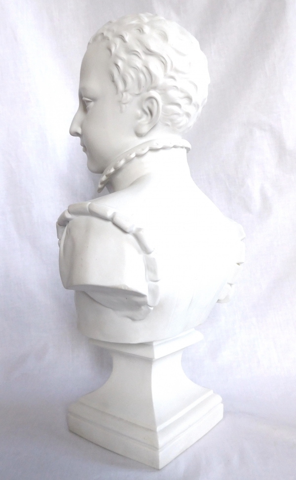 Tall porcelain biscuit bust of Henri IV King of France after Bosio