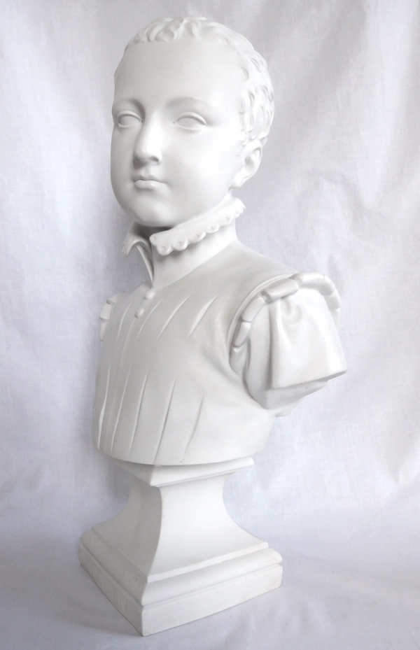 Tall porcelain biscuit bust of Henri IV King of France after Bosio