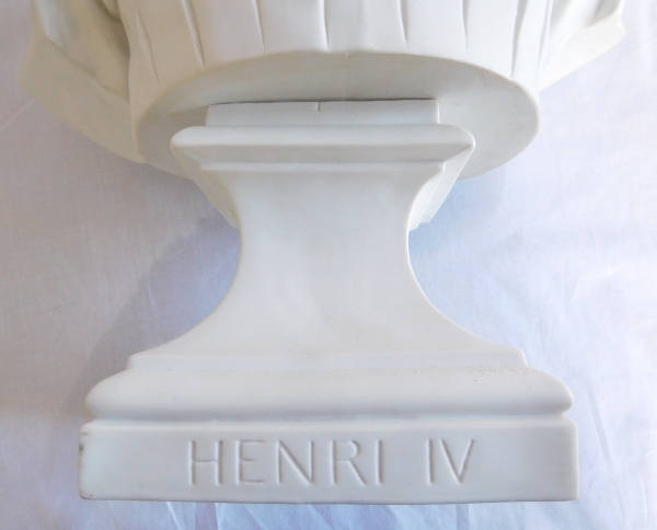 Tall porcelain biscuit bust of Henri IV King of France after Bosio