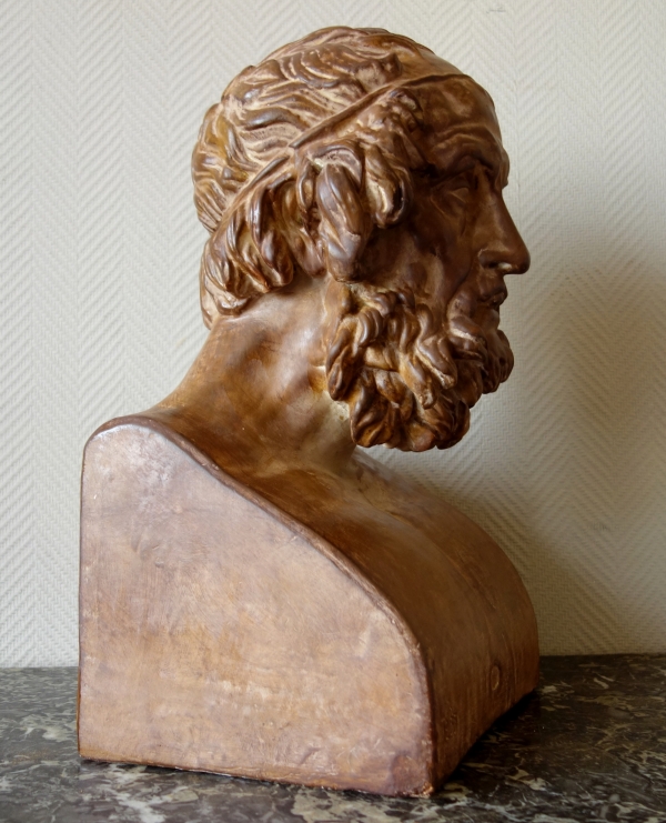 Tall Greek poet Homer after the antique of the Louvre - patinated plaster - 53cm