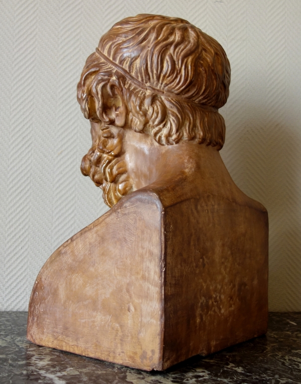 Tall Greek poet Homer after the antique of the Louvre - patinated plaster - 53cm