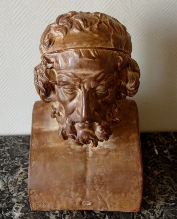 Tall Greek poet Homer after the antique of the Louvre - patinated plaster - 53cm