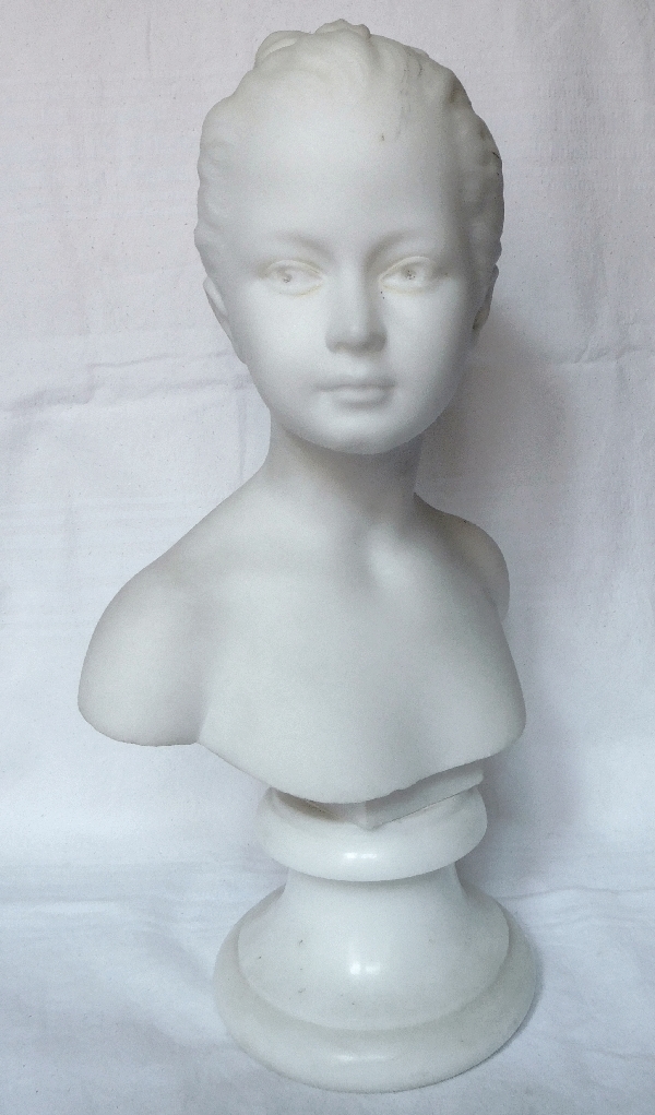 19th century marble bust of Louise Brongniart after Houdon, 48cm