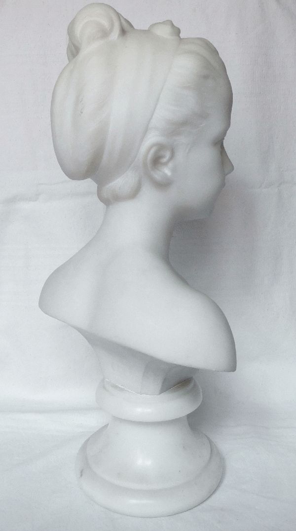 19th century marble bust of Louise Brongniart after Houdon, 48cm