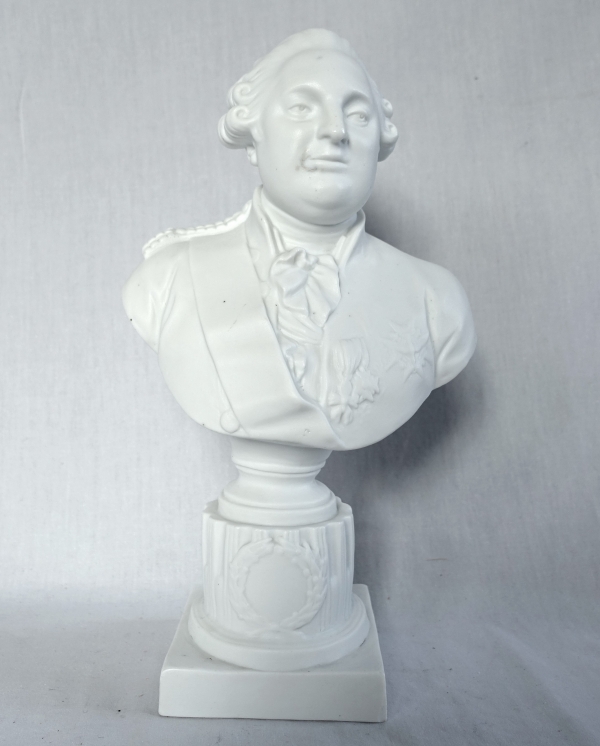 Porcelain biscuit bust featuring King Louis XVI after Boizot's work
