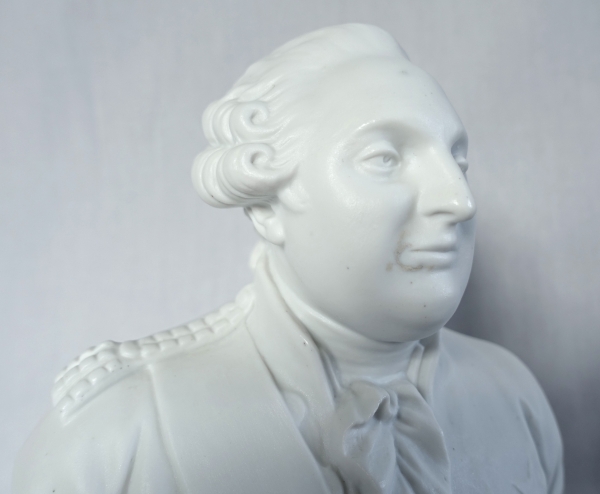 Porcelain biscuit bust featuring King Louis XVI after Boizot's work