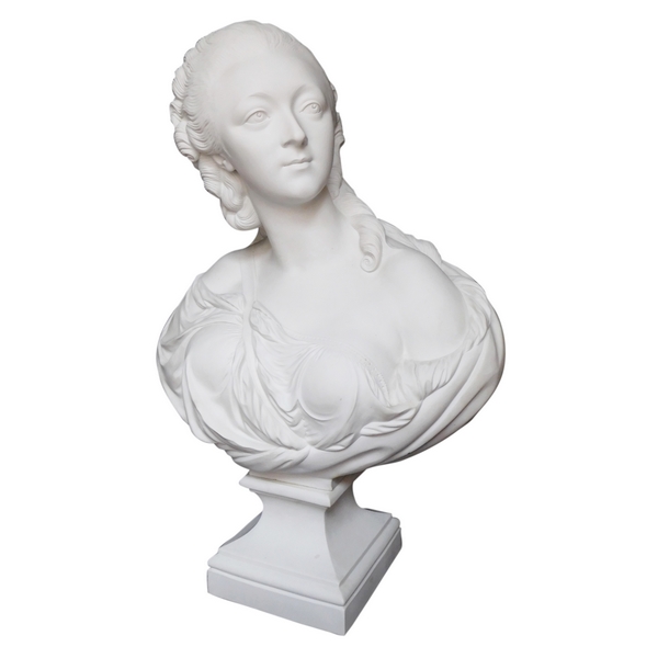 Porcelain biscuit bust of Countess du Barry, after Augustin Pajou