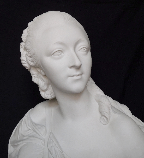 Porcelain biscuit bust of Countess du Barry, after Augustin Pajou