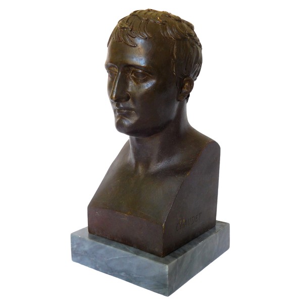 Emperor Napoleon bronze & marble bust after Chaudet