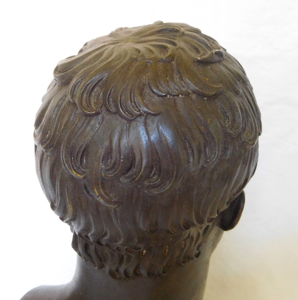 Emperor Napoleon bronze & marble bust after Chaudet