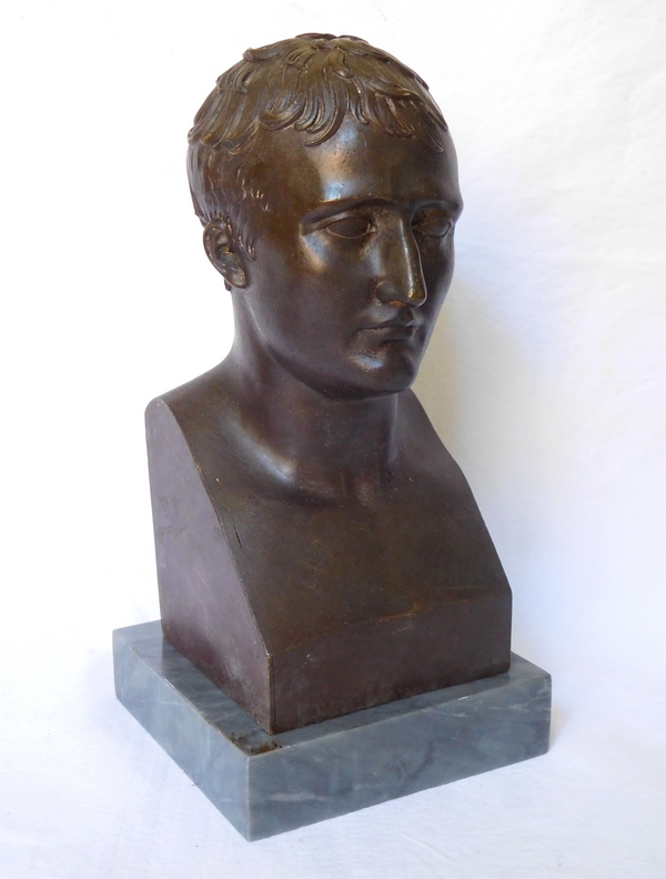 Emperor Napoleon bronze & marble bust after Chaudet