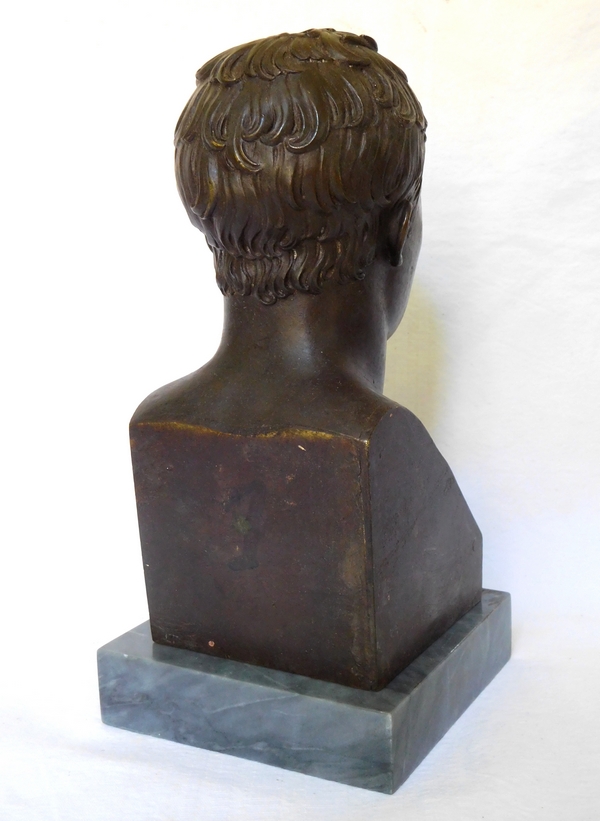 Emperor Napoleon bronze & marble bust after Chaudet