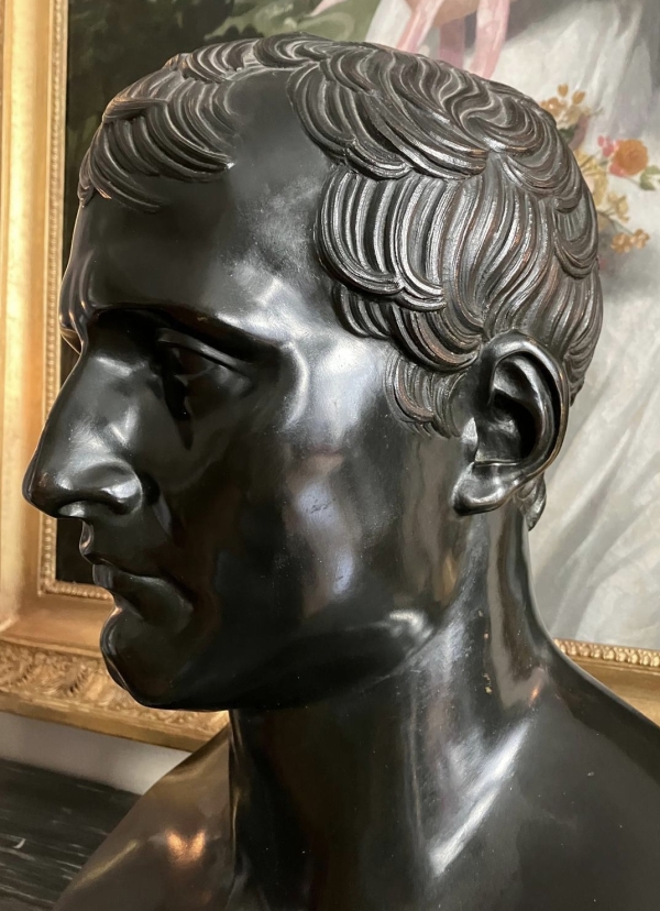 Entourage Denis Chaudet - Buste de Napoléon en Hermes - bronze fonte cire perdue d'époque Empire