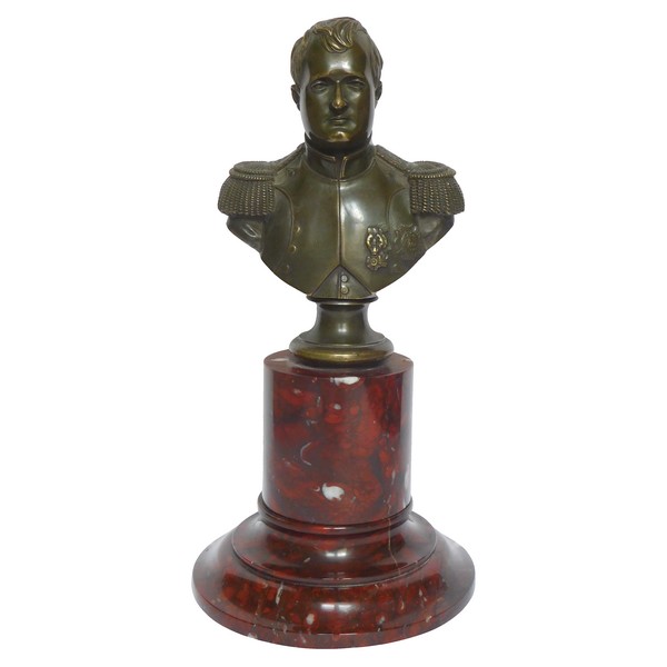 Buste de Napoleon 1er en bronze patiné et marbre, modèle de Thomire d'époque XIXe siècle