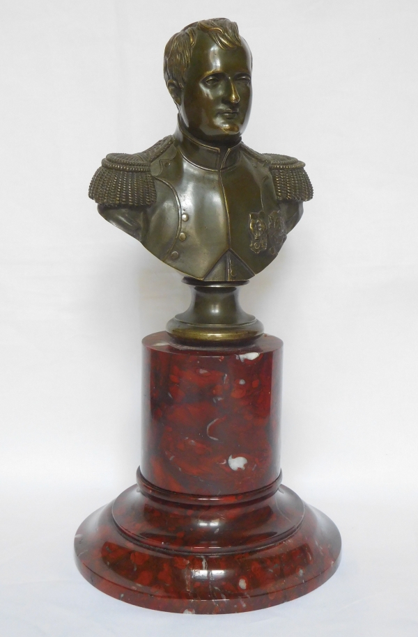 Bust of French Emperor Napoleon - patinated bronze and marble after Thomire