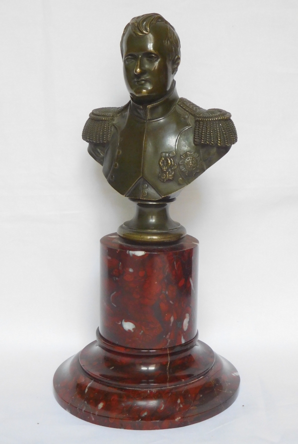 Bust of French Emperor Napoleon - patinated bronze and marble after Thomire