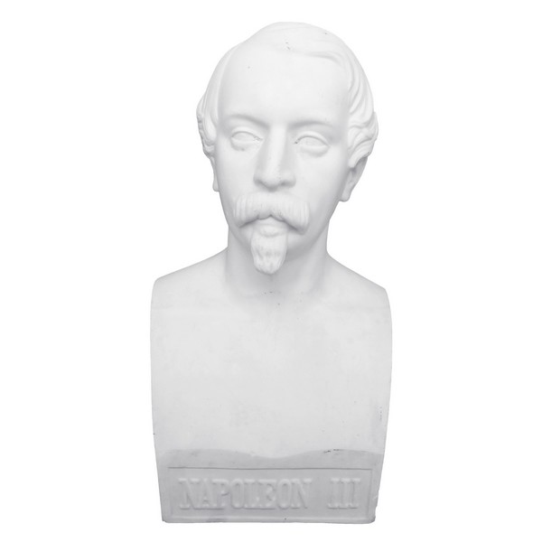 Porcelain biscuit bust of French Emperor Napoleon III - French 2nd Empire historical souvenir